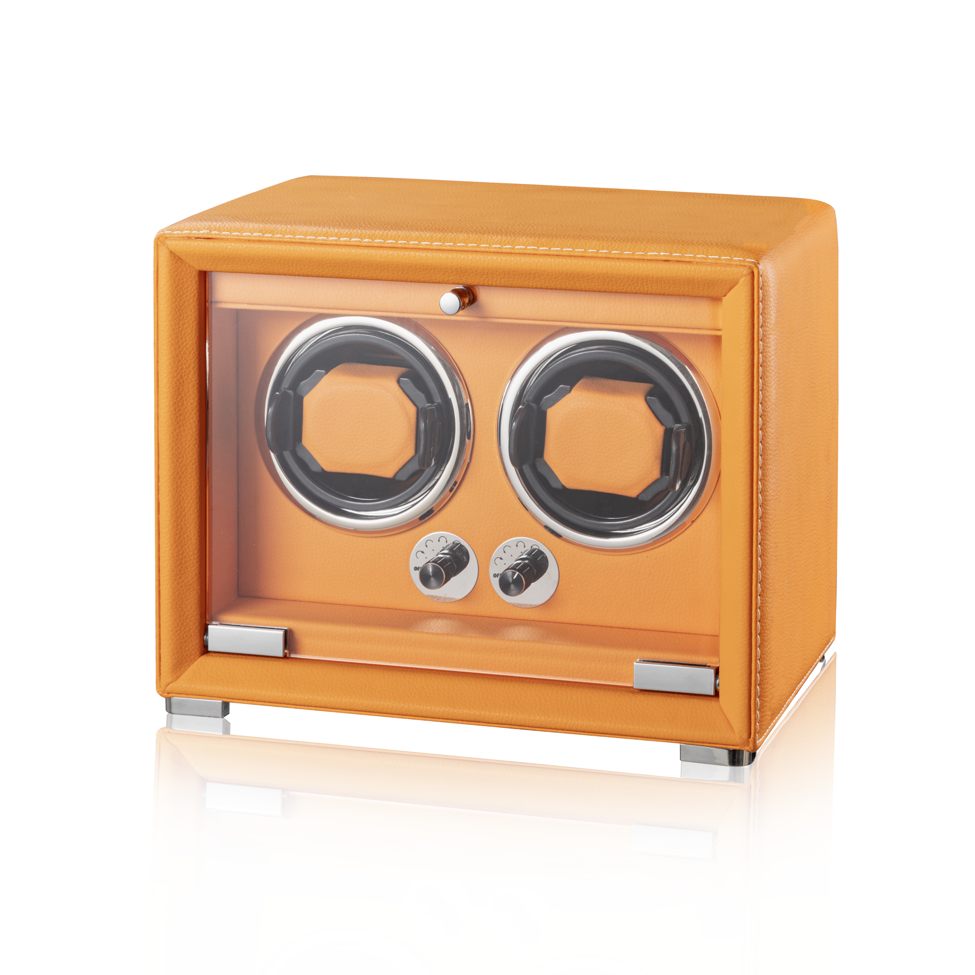 Watch Winder for 2 Automatic Watches, high-end Leather Making, Super Quiet Mabuchi Motor, Two Power Modes, Built-in led Lights