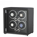 Watch Winder for 4 Automatic Watches, high-end Leather Making, Super Quiet Mabuchi Motor, Two Power Modes, Built-in led Lights